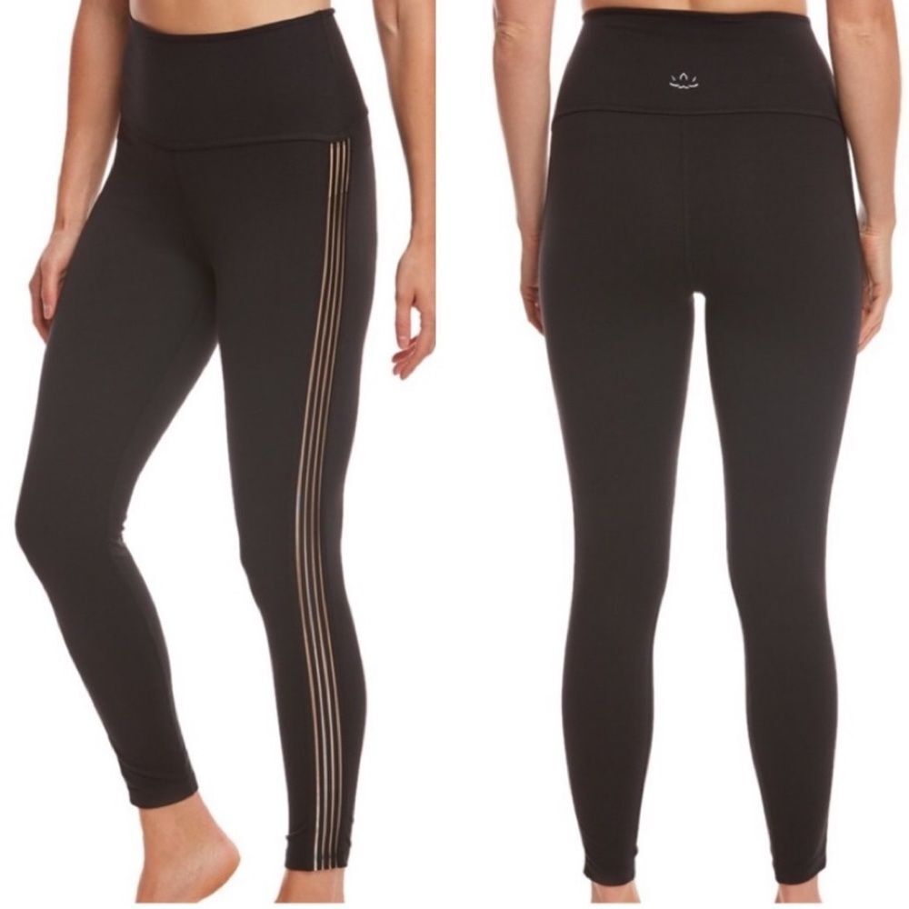 Beyond Yoga Womens Sz Small Sheer Illusion High Waisted Midi Legging in Black